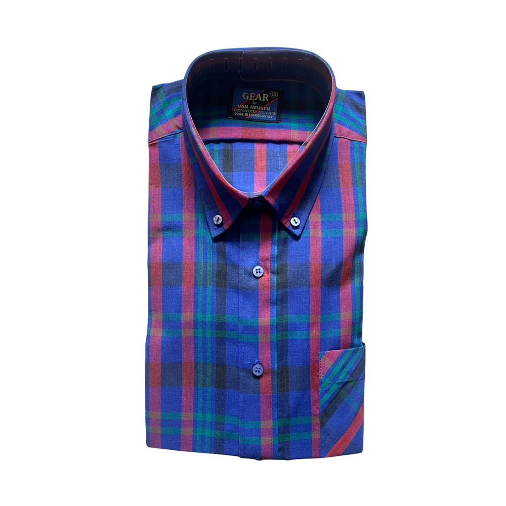 Vtg 90s Gear by Van Heusen Shirt 18 Plaid Deadstock Preppy Academia Cabincore